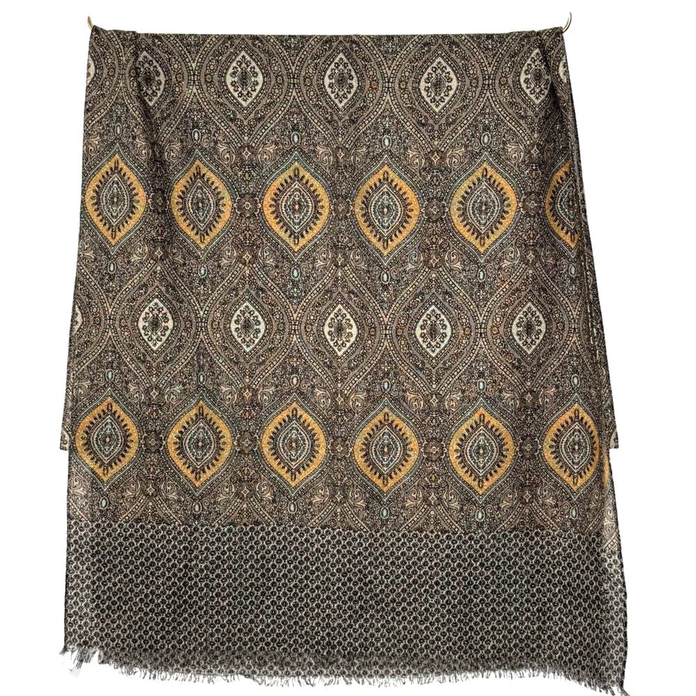 Talbots Wool Blend Scarf‎ Brown/Blue Metallic